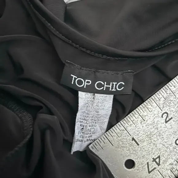 Top Chic Vintage 90s Black Lace Up Long Sleeve Crop Top Women’s Medium Grunge - Picture 6 of 6